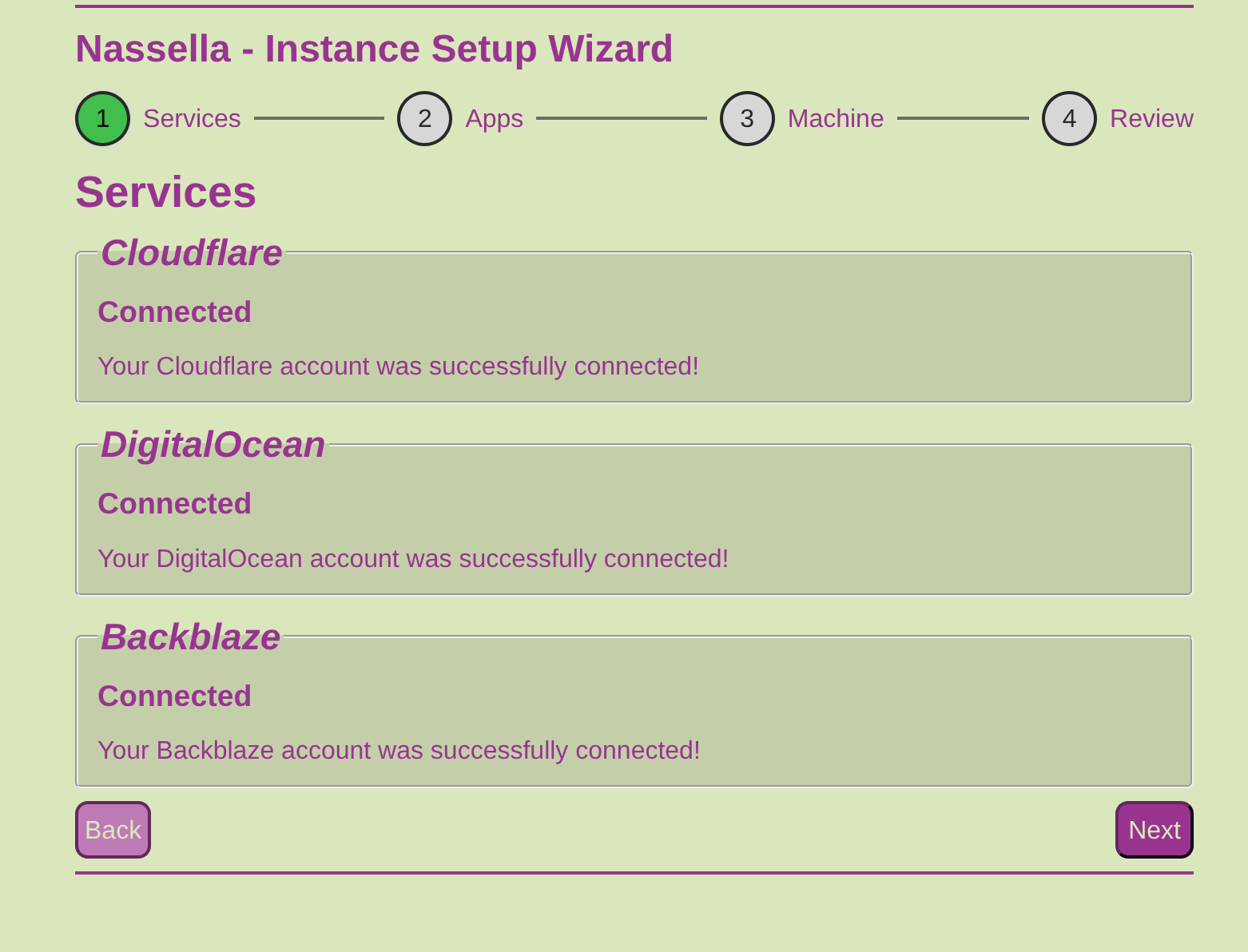 Service Settings Success